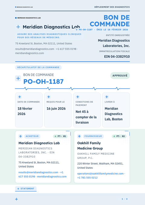 A finished purchase order rendered in a divers look