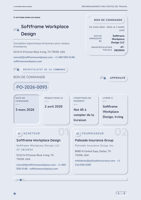 A finished purchase order rendered in a morphisme look