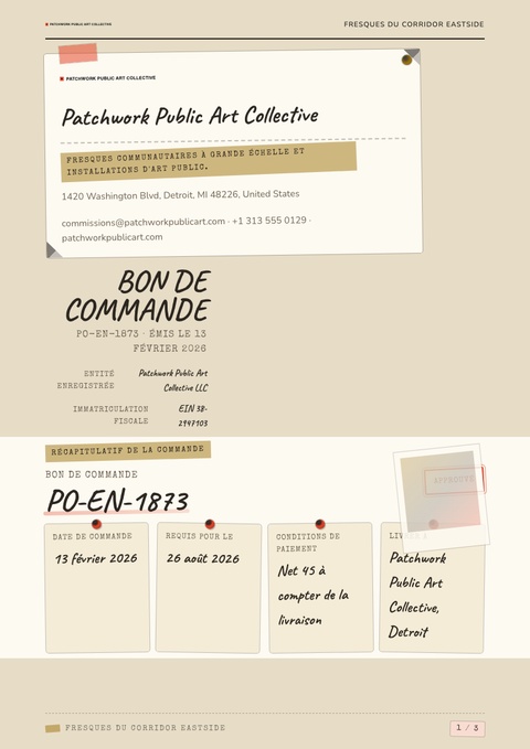 A finished purchase order rendered in a photo look