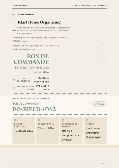 A finished purchase order rendered in a culturel look