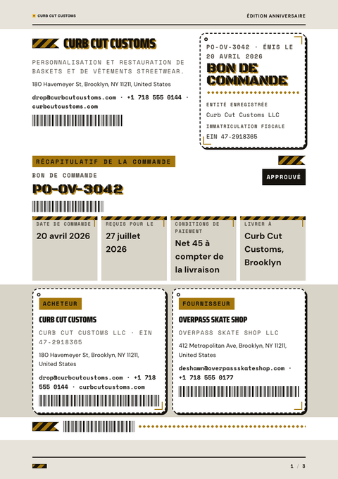 A finished purchase order rendered in a style de vie look