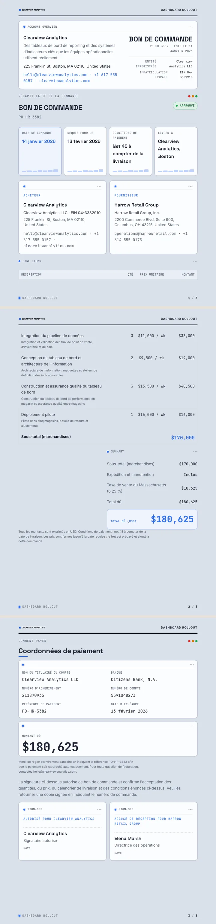 Interface de tableau de bord — exemple complet généré par Waxe