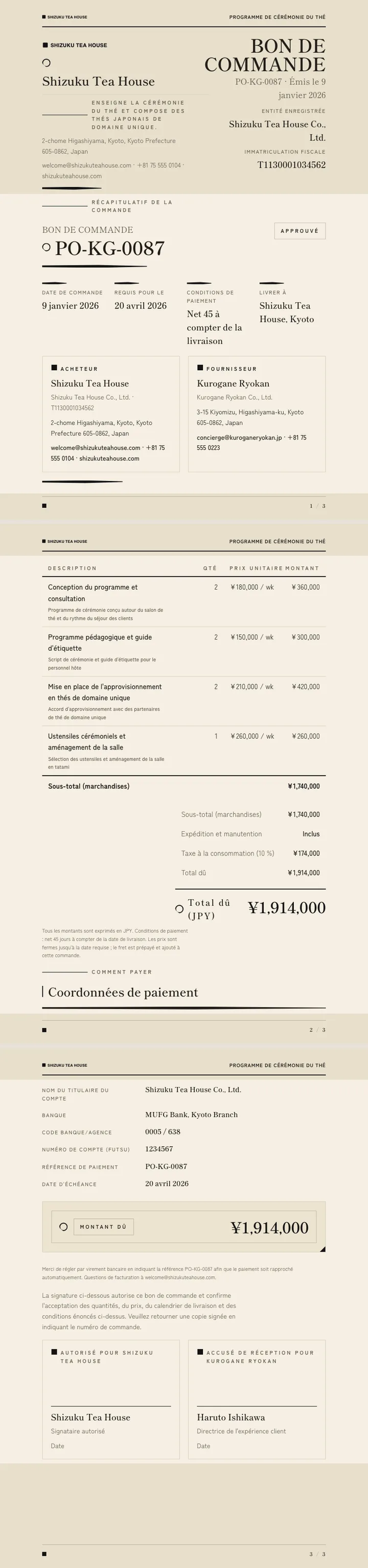Minimalisme japonais — exemple complet généré par Waxe