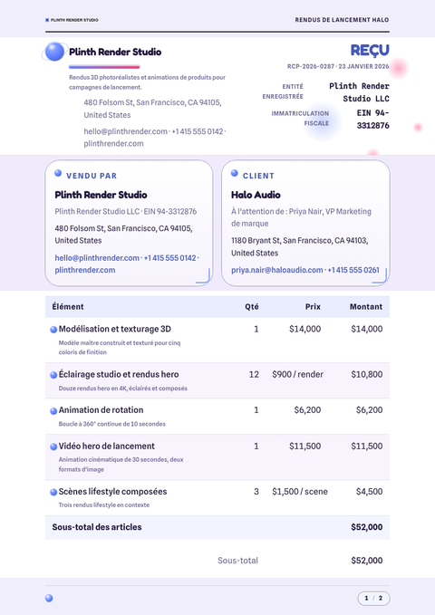 A finished receipt rendered in a 3d look