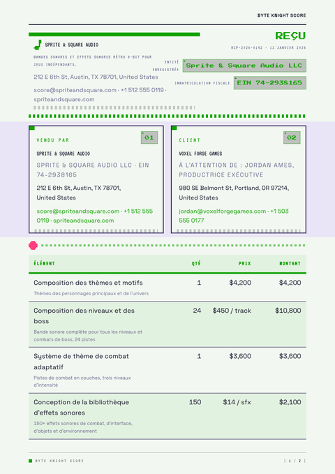 A finished receipt rendered in a jeu & pop look