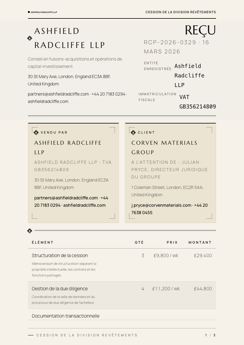 A finished receipt rendered in a luxe look