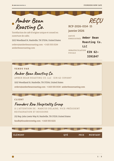 A finished receipt rendered in a style de vie look