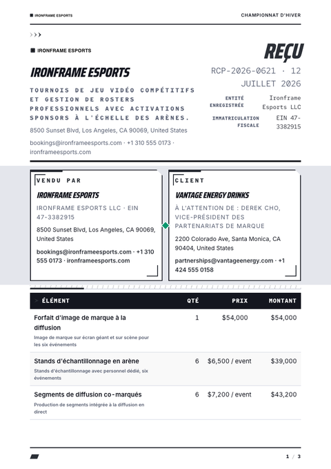 A finished receipt rendered in a jeu & pop look