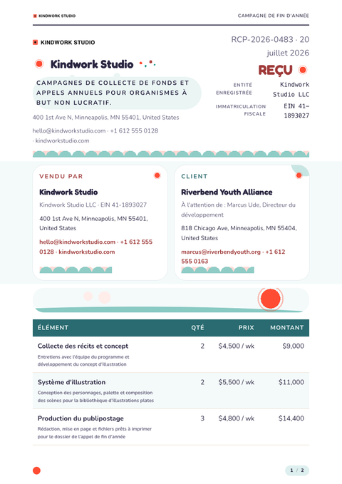 A finished receipt rendered in a illustré look