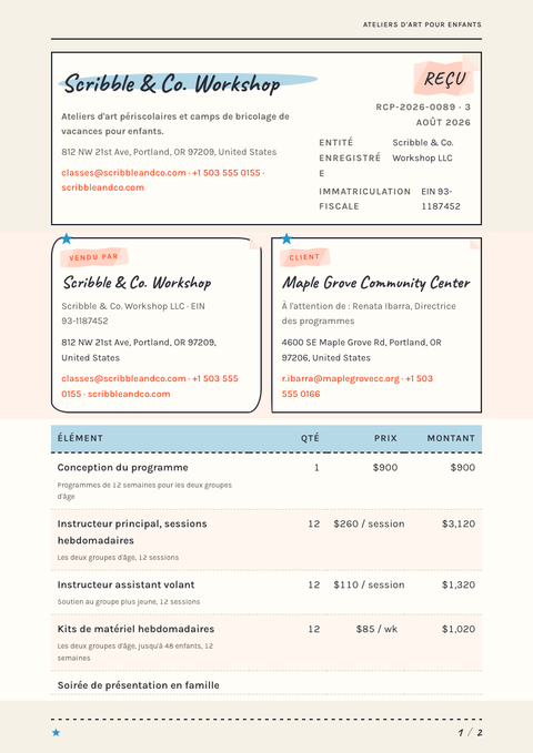 A finished receipt rendered in a illustré look
