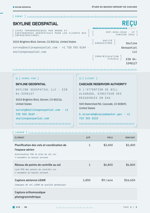 A finished receipt rendered in a futuriste look