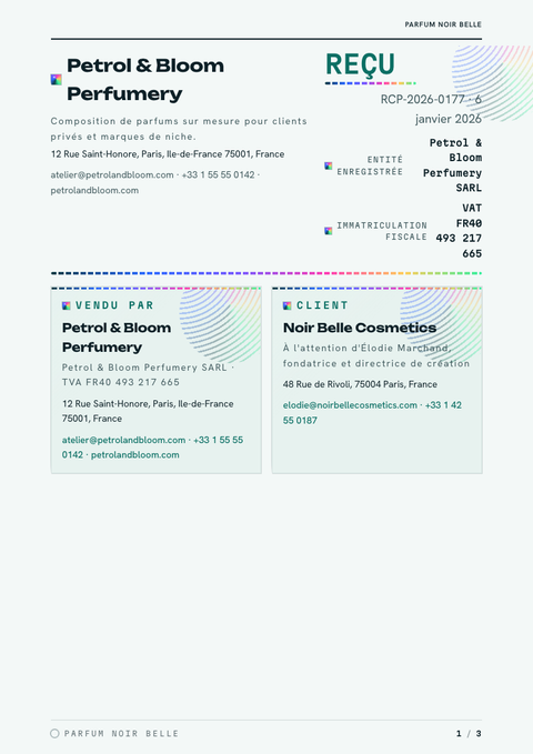 A finished receipt rendered in a dégradé look