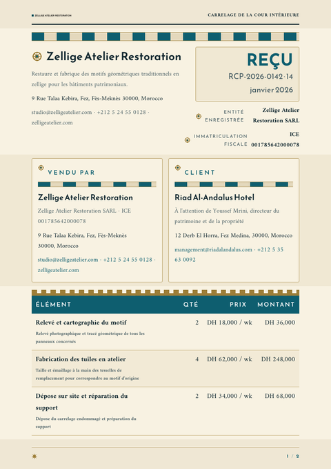 A finished receipt rendered in a culturel look