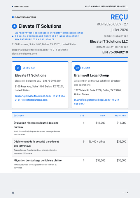 A finished receipt rendered in a plat & minimaliste look