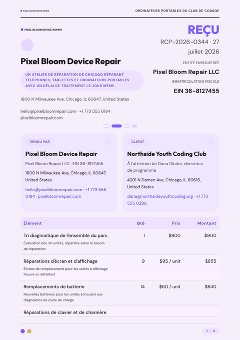 A finished receipt rendered in a plat & minimaliste look