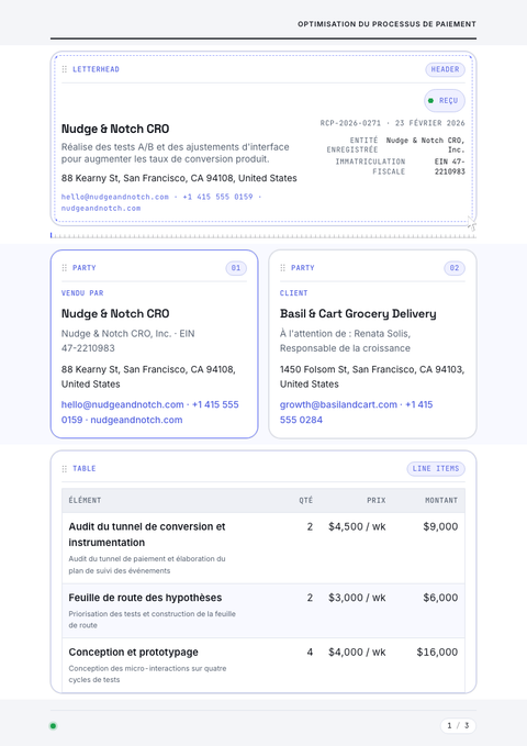 A finished receipt rendered in a mouvement look