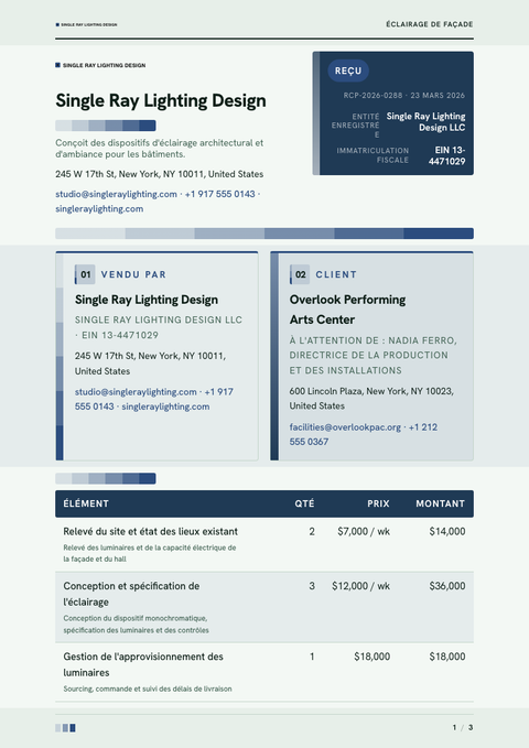 A finished receipt rendered in a couleur look