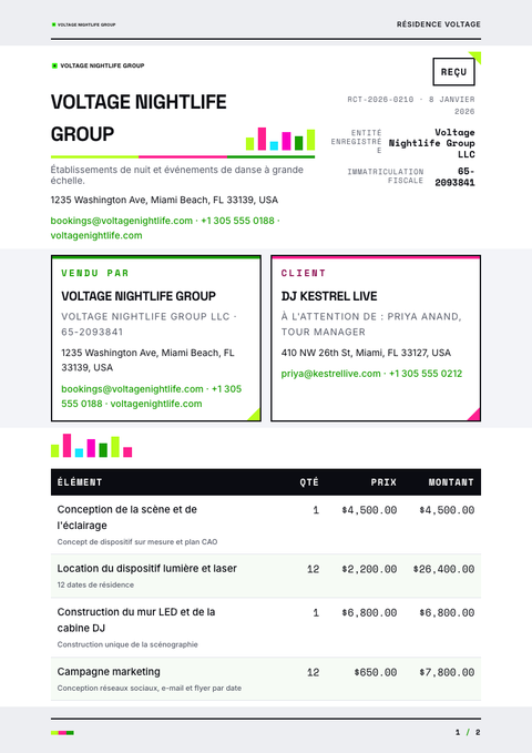 A finished receipt rendered in a couleur look