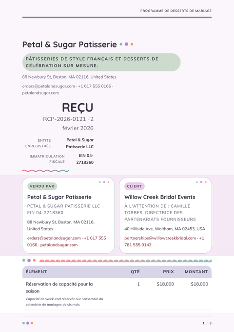 A finished receipt rendered in a couleur look