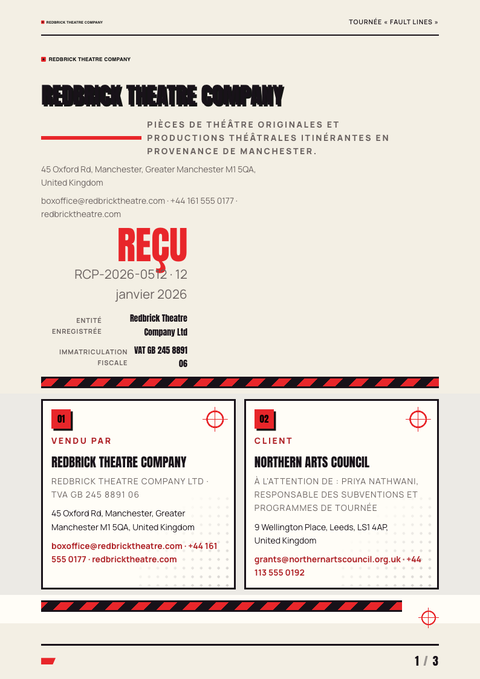 A finished receipt rendered in a imprimé look