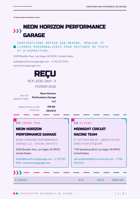 A finished receipt rendered in a rétro look