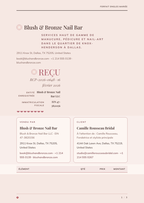 A finished receipt rendered in a luxe look
