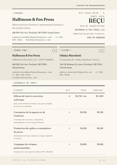 A finished receipt rendered in a typographique look