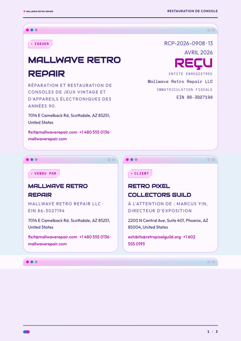 A finished receipt rendered in a rétro look