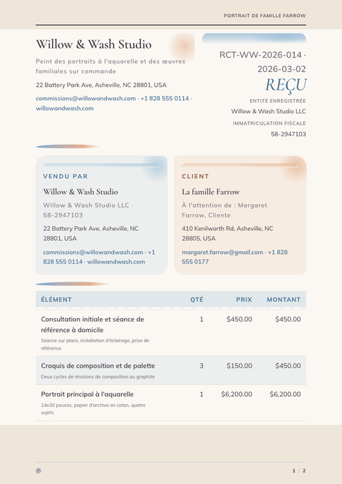 A finished receipt rendered in a illustré look