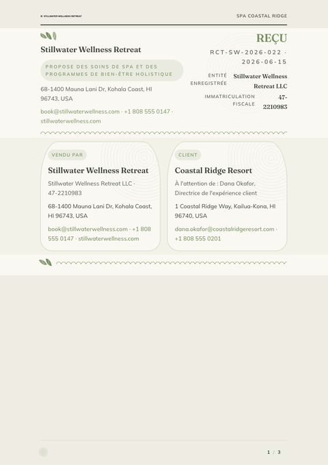 A finished receipt rendered in a style de vie look