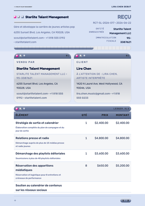 A finished receipt rendered in a rétro look