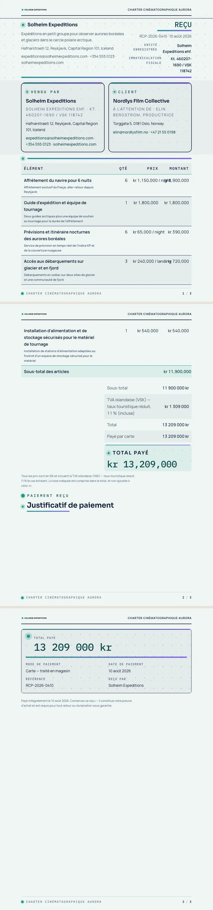 Aurore boréale — exemple complet généré par Waxe