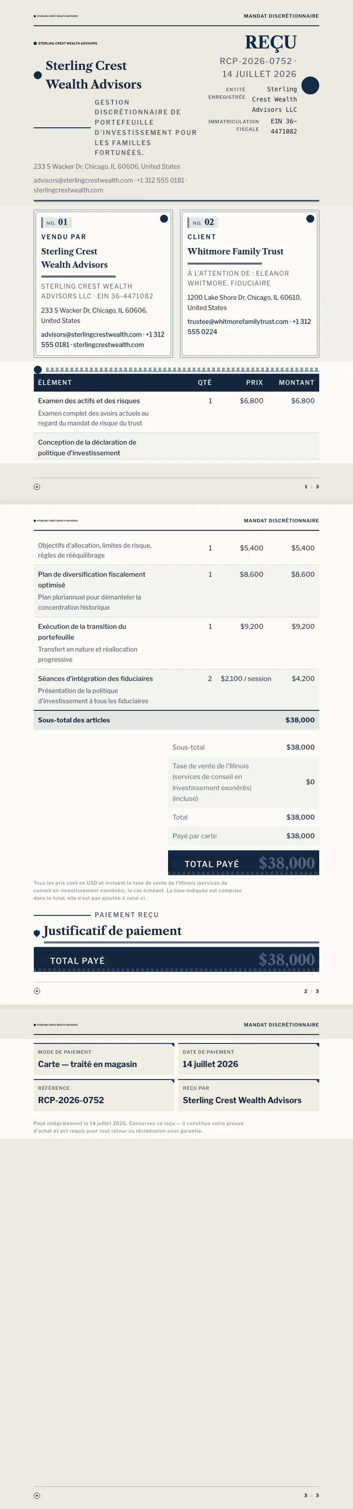 Finance / banque — exemple complet généré par Waxe