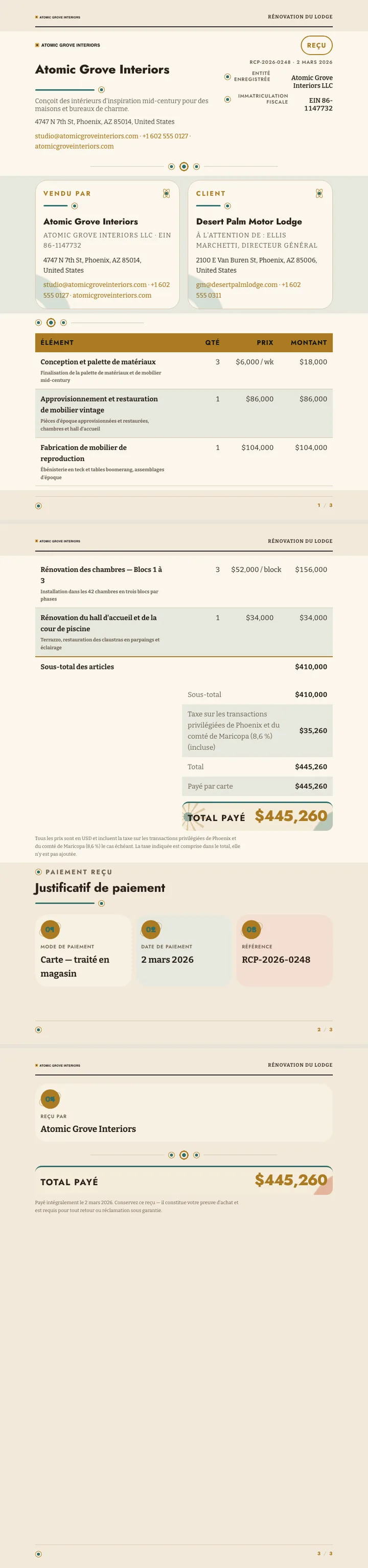 Moderne du milieu du siècle — exemple complet généré par Waxe