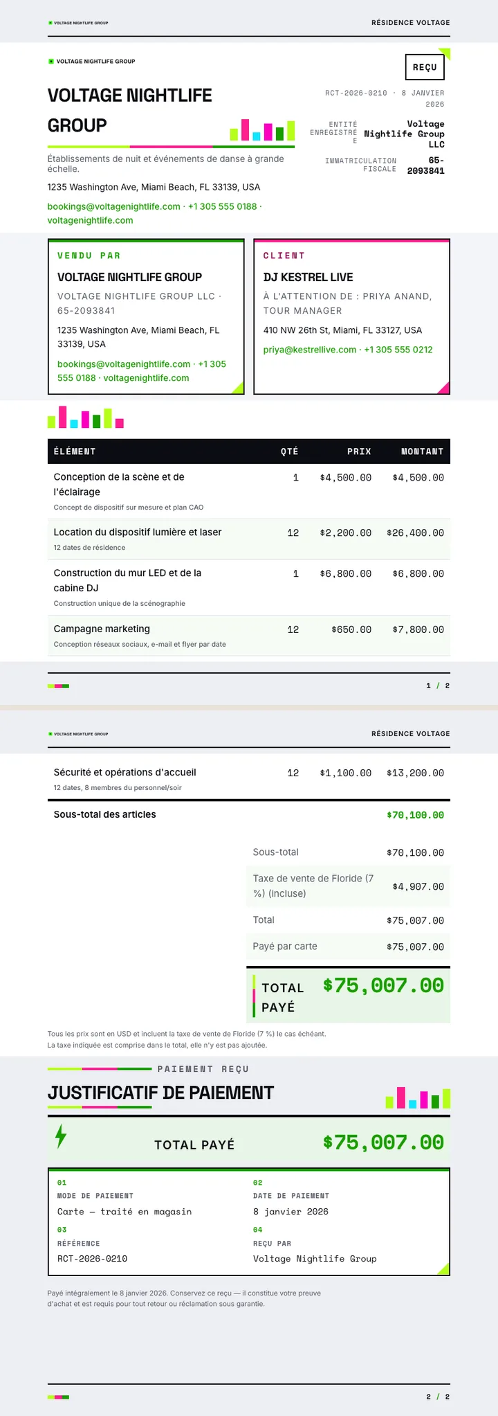 Néon / Électrique — exemple complet généré par Waxe