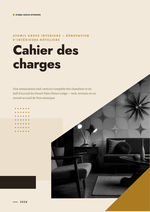 A finished requirements document rendered in a rétro look