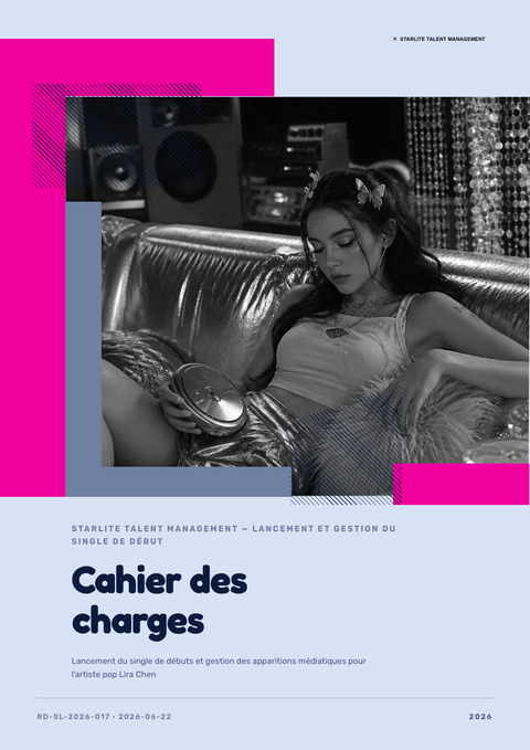 A finished requirements document rendered in a rétro look