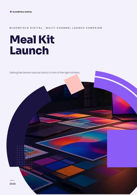 A finished pitch deck rendered in a gradient look