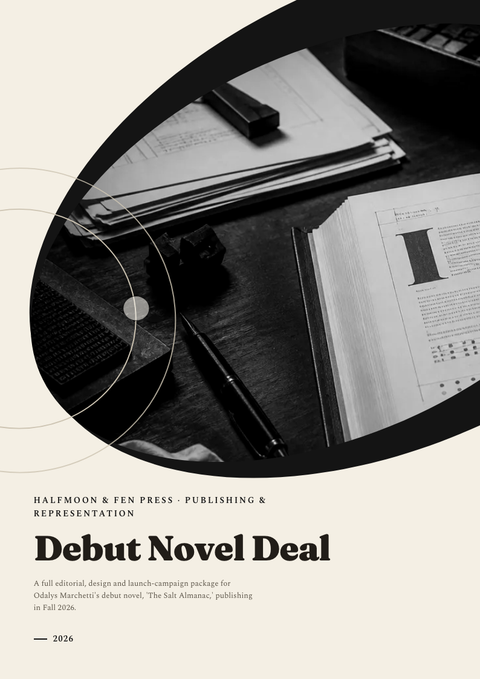 A finished pitch deck rendered in a typographic look