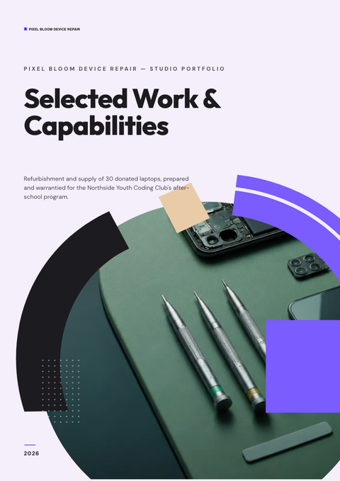 A finished portfolio rendered in a flat & minimal look