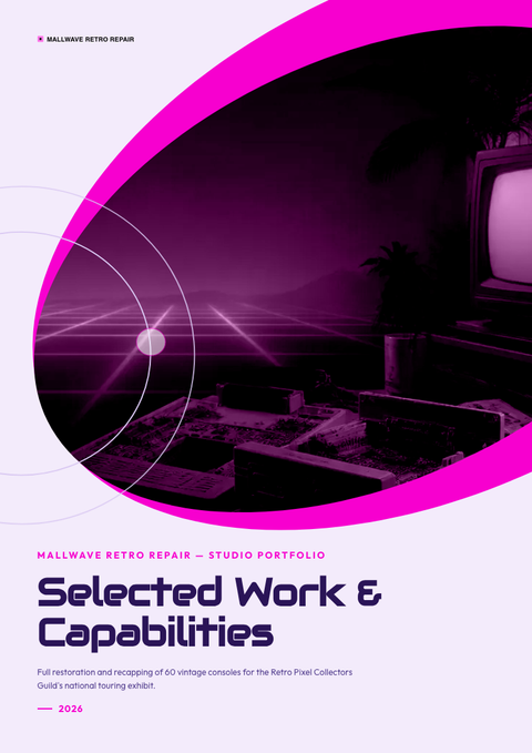 A finished portfolio rendered in a retro look