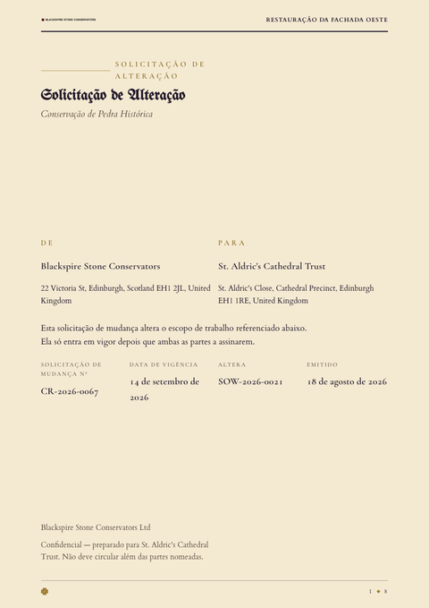 A finished change request rendered in a escuro look