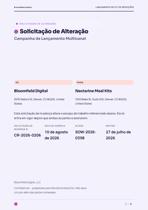 A finished change request rendered in a gradiente look