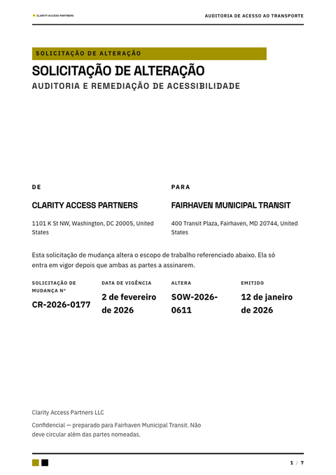 A finished change request rendered in a cor look