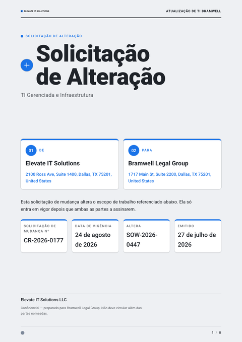 A finished change request rendered in a flat & minimalista look