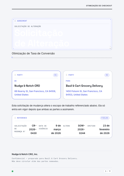 A finished change request rendered in a movimento look