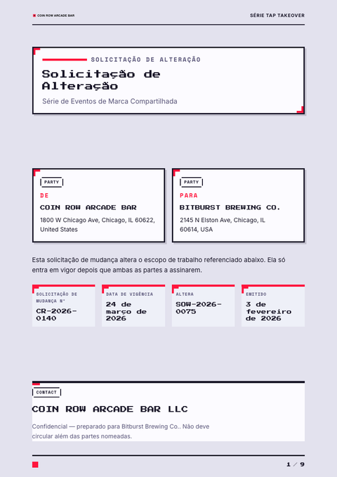 A finished change request rendered in a games & pop look