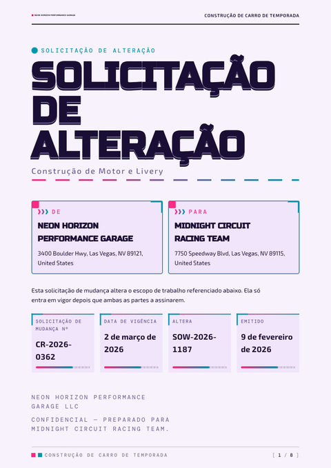 A finished change request rendered in a retrô look