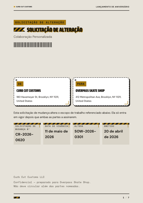 A finished change request rendered in a estilo de vida look