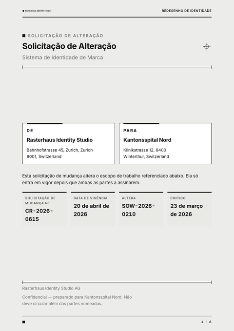 A finished change request rendered in a flat & minimalista look